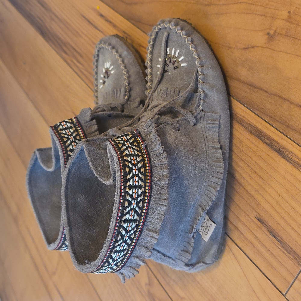 Suede Moccasin Boots with Fringe